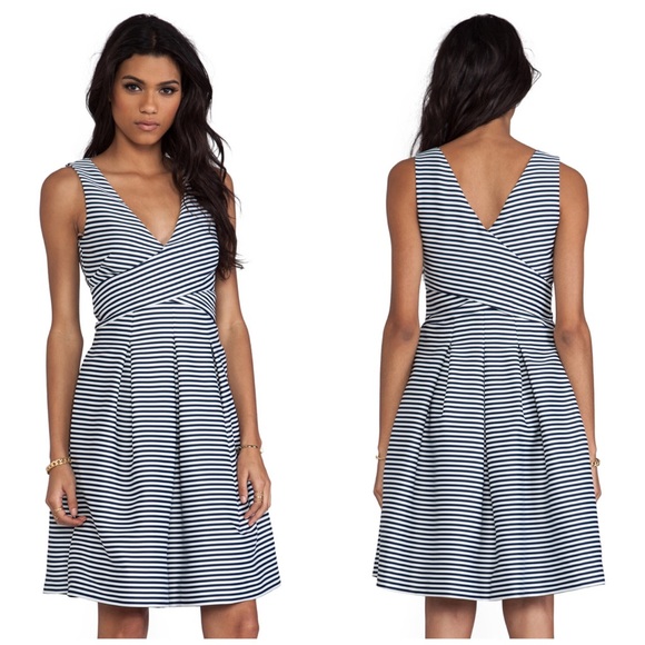 Halston Heritage Dresses & Skirts - Halston Heritage Striped Pleated Party Dress